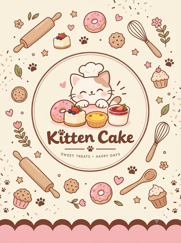 Poster Kitten Cake - Sweet treats, Happy days